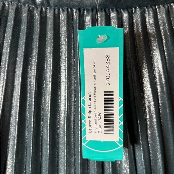 Lauren Ralph Lauren Pleated Metallic Chiffon Midi Skirt Women's 14W - Picture 6 of 8